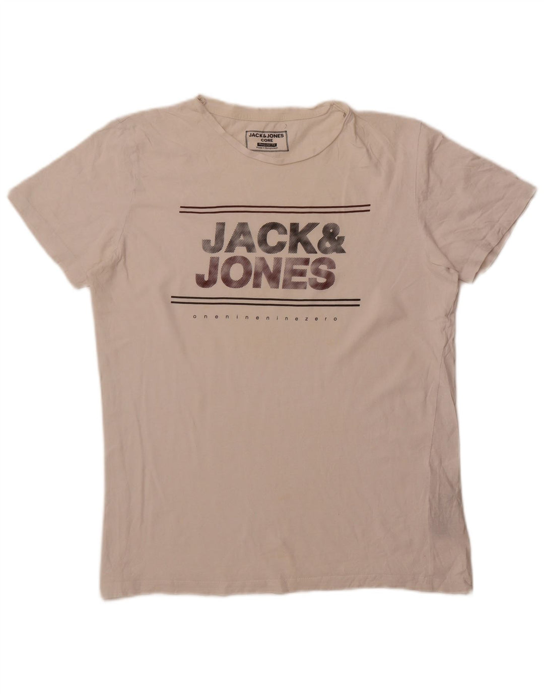 Jack & Jones Herren-T-Shirt mit normaler Passform, mittelgroß, cremefarbene Baumwolle