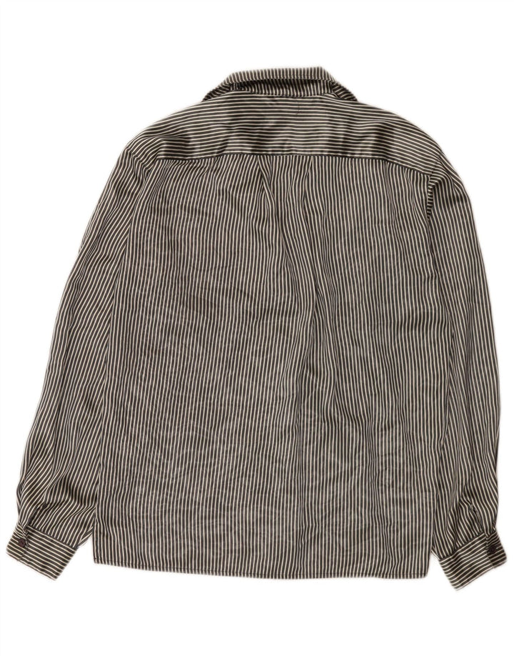 Windsmoor Damen-Hemdbluse, US 10, großes grau gestreiftes Polyester