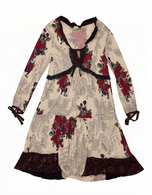 Odd Molly Damen Tunikakleid mit langen Ärmeln, Größe 3, groß, gebrochenes Weiß mit Blumenmuster