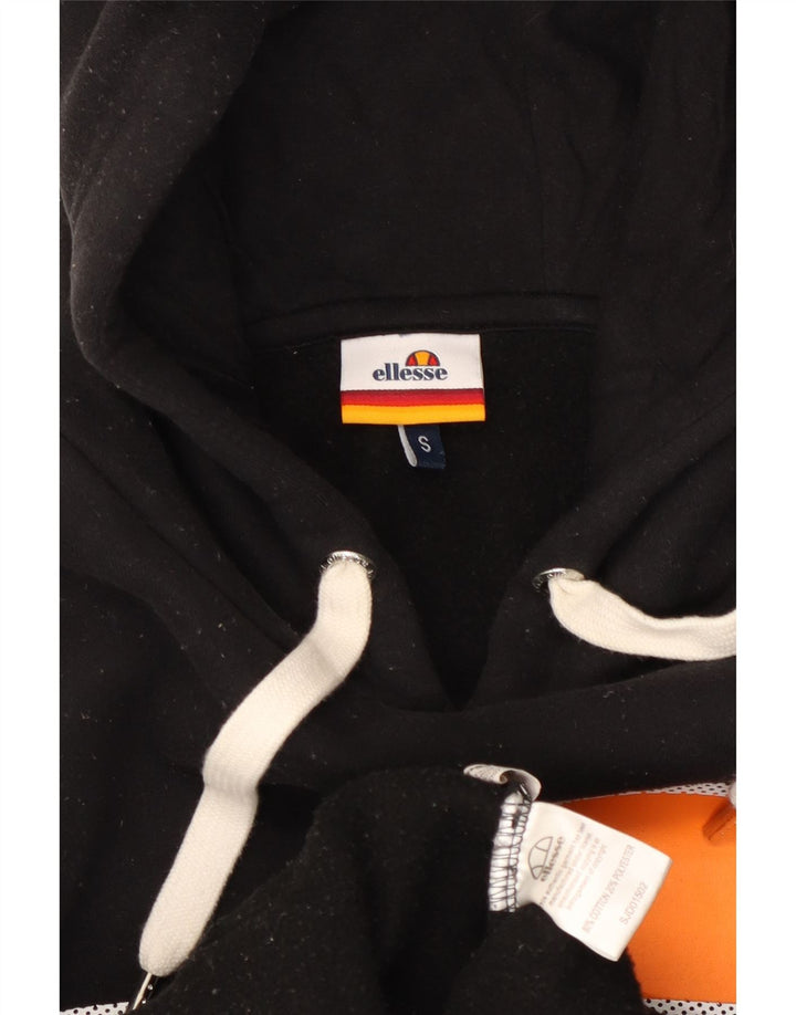 Ellesse Herren-Kapuzenpullover mit Grafik, Größe S, schwarze Baumwolle
