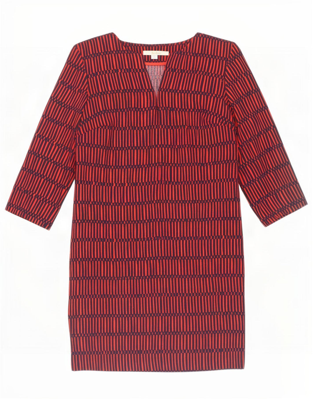 Boden Damen-Etuikleid mit 3/4-Ärmeln, Größe S, Rot, geometrisch, Polyester