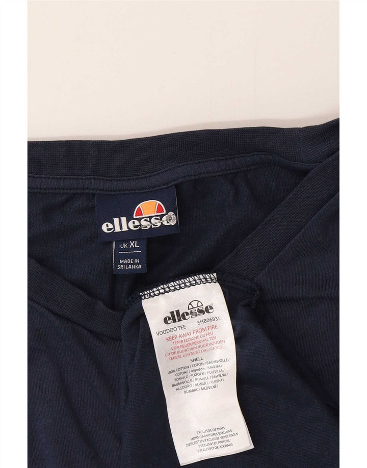 Ellesse Herren Grafik T-Shirt Top XL Blau Baumwolle