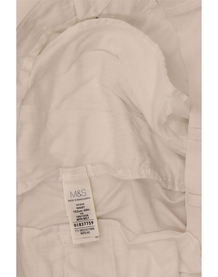 Marks & Spencer Herren Chinoshorts W40 XL Weiße Baumwolle
