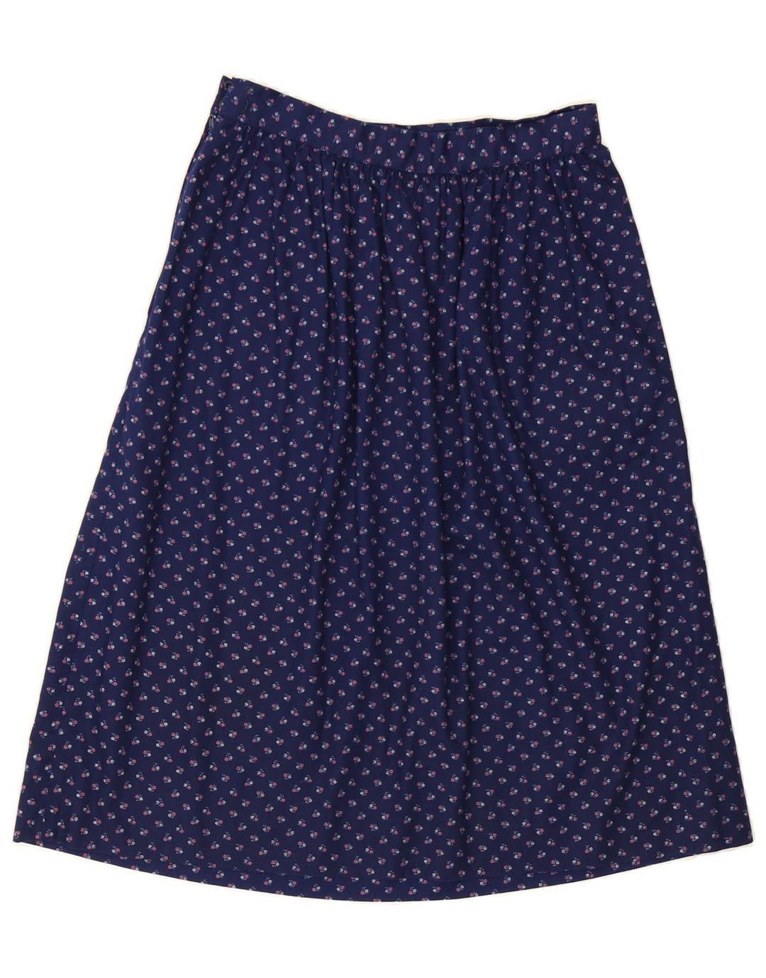 VINTAGE Womens A-Line Skirt W28 Medium  Navy Blue Floral Vintage Vintage and Second-Hand Vintage from Messina Hembry 
