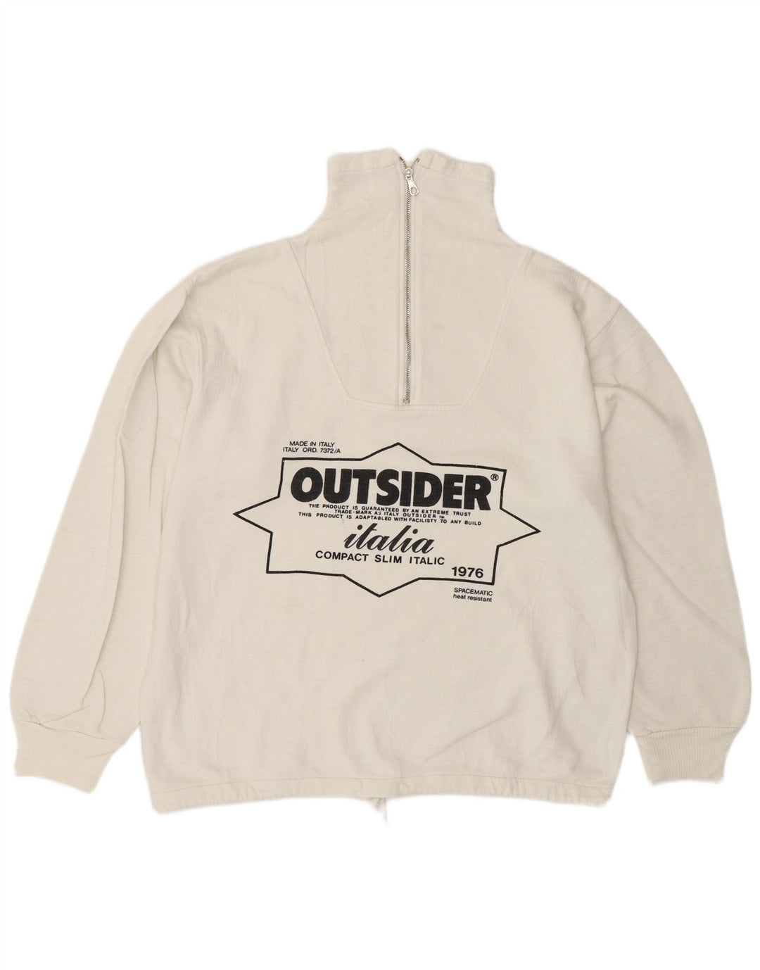 Outsider Herren-Sweatshirt mit grafischem Reißverschluss, mittlerer weißer Baumwolle