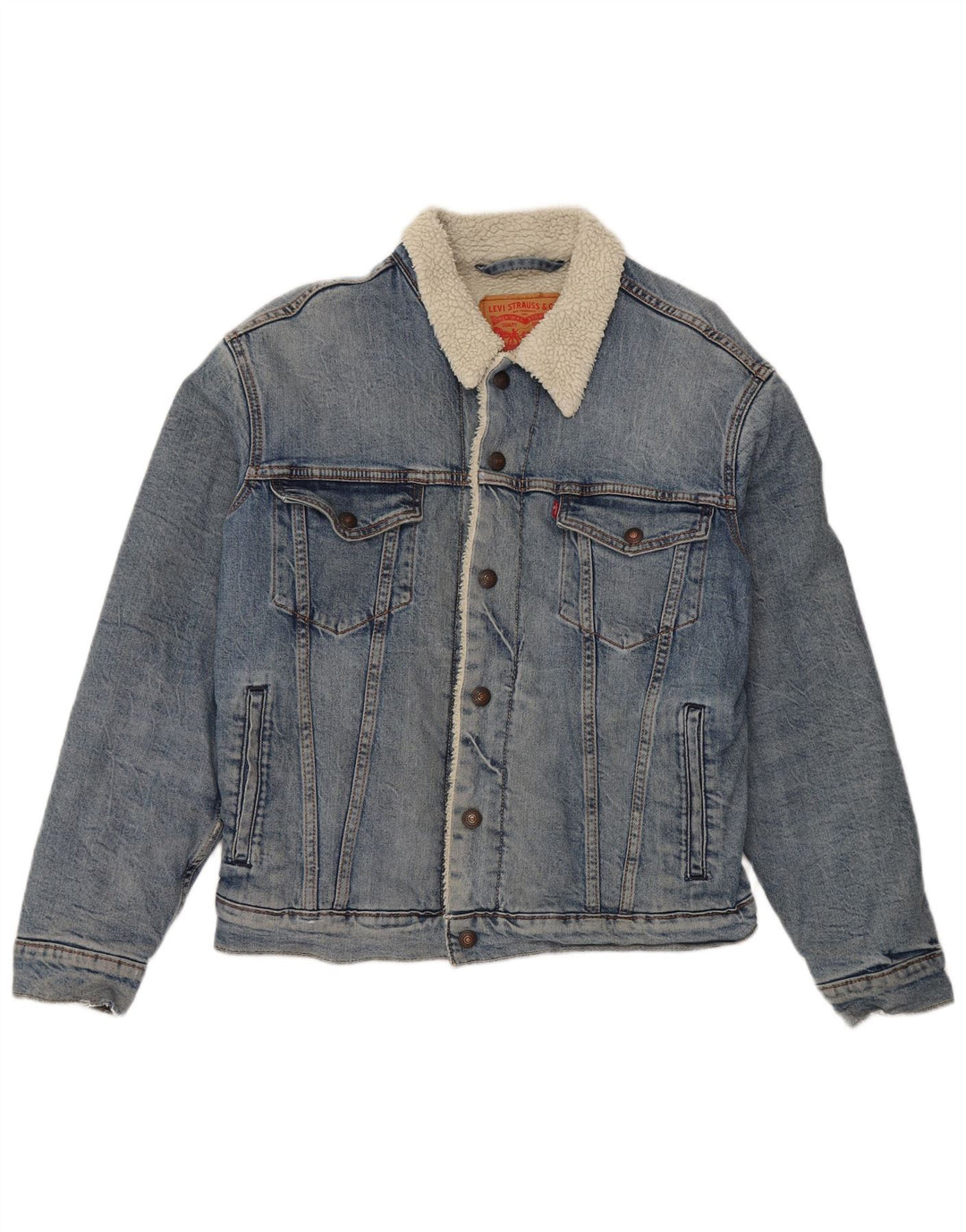 Levi's Herren Sherpa Jeansjacke UK 36 Small Blaue Baumwolle