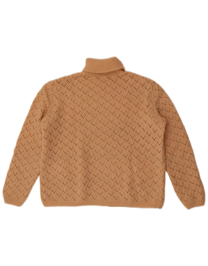 Vintage Damen Rollkragenpullover Pullover UK 14 Medium Beige