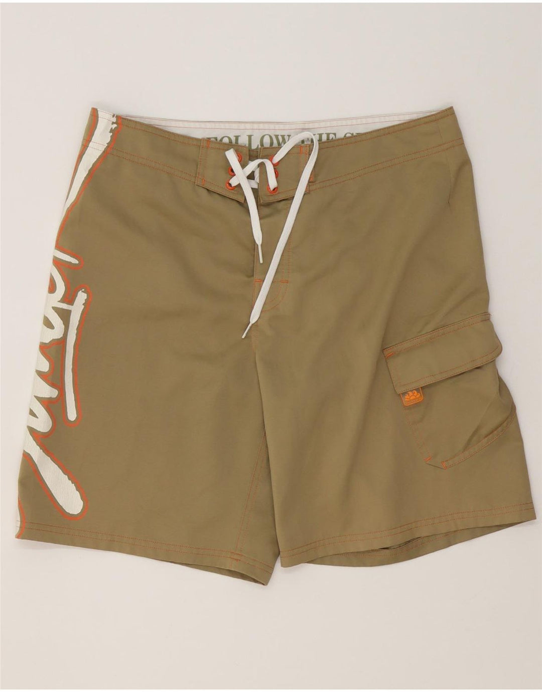 Sundek Herren-Badeshorts mit Grafik, mittelbeigefarbenes Polyester