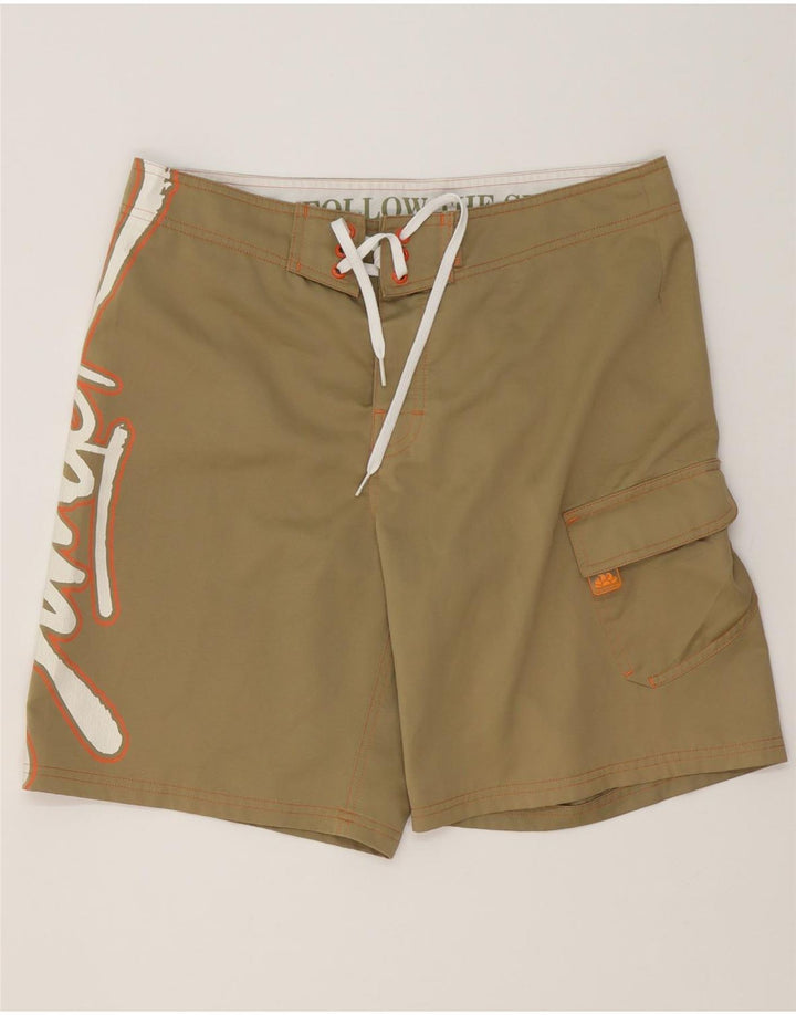 Sundek Herren-Badeshorts mit Grafik, mittelbeigefarbenes Polyester