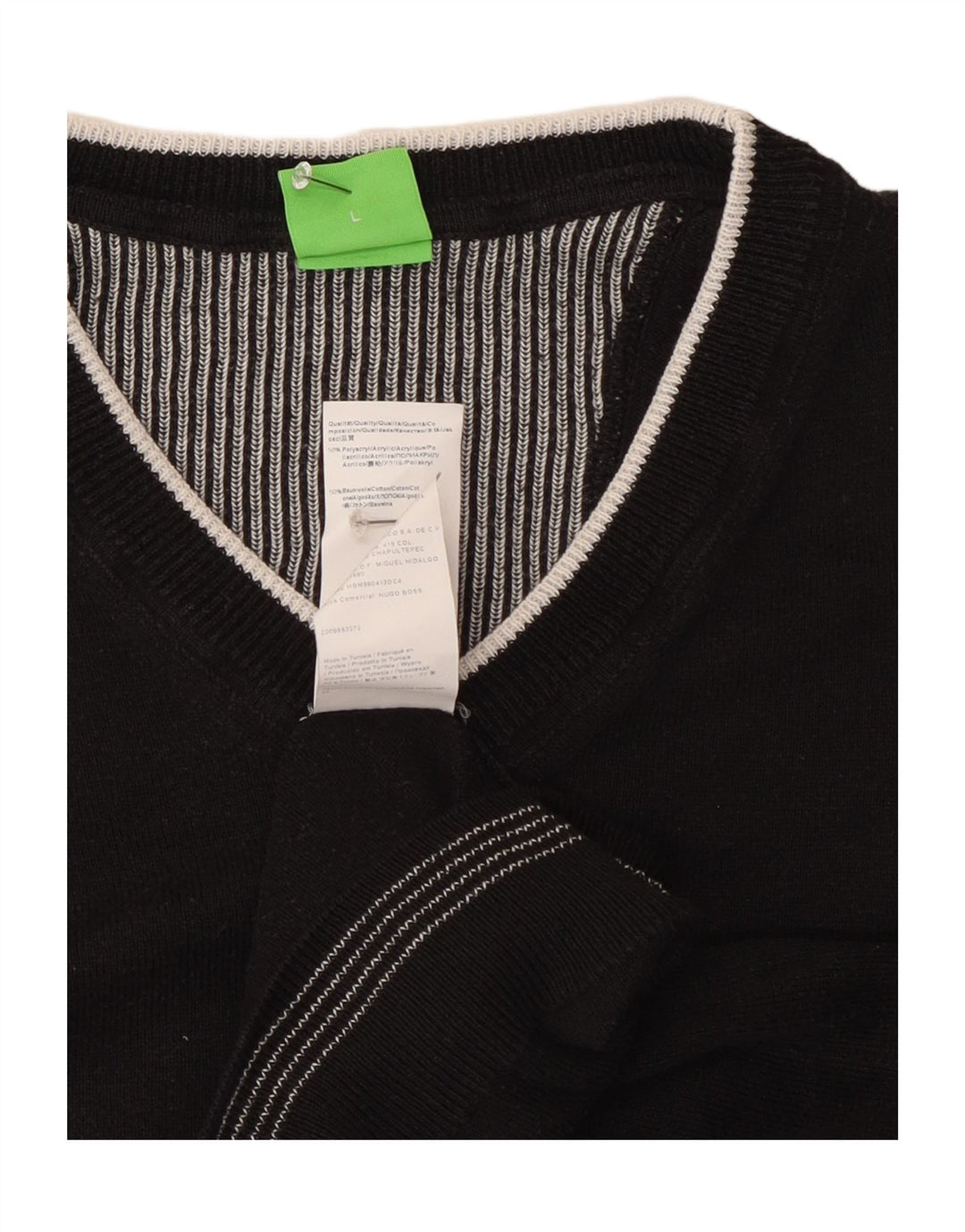 Hugo Boss Herren-Pullover mit V-Ausschnitt, groß, aus schwarzem Acryl