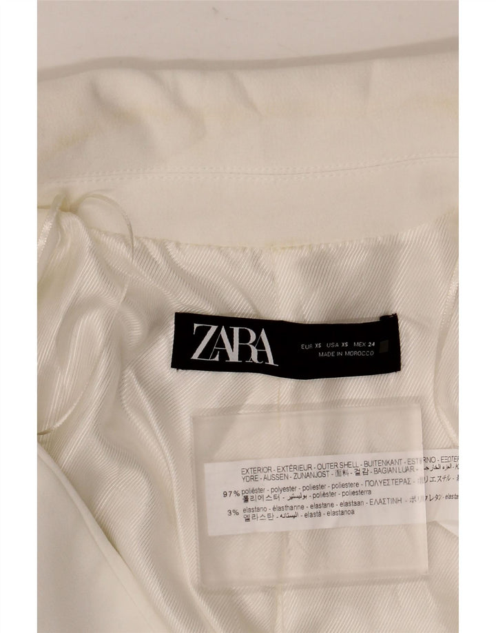 Zara Damen-Blazer, offen, übergroß, UK 6, XS, Weiß, Polyester