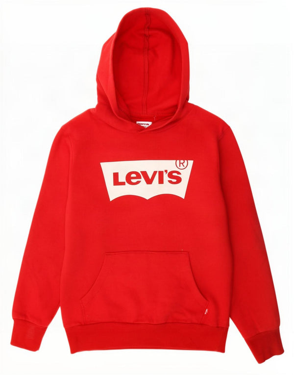 Levi's Jungen-Pullover mit grafischem Kapuzenpullover, 11–12 Jahre, rote Baumwolle