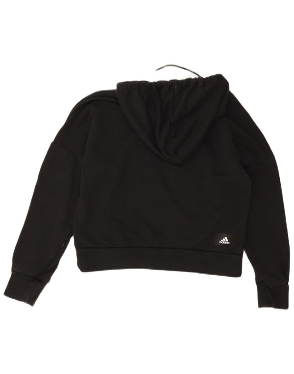 Adidas Womens Graphic Oversized Hoodie Pullover UK 14 Große schwarze Baumwolle