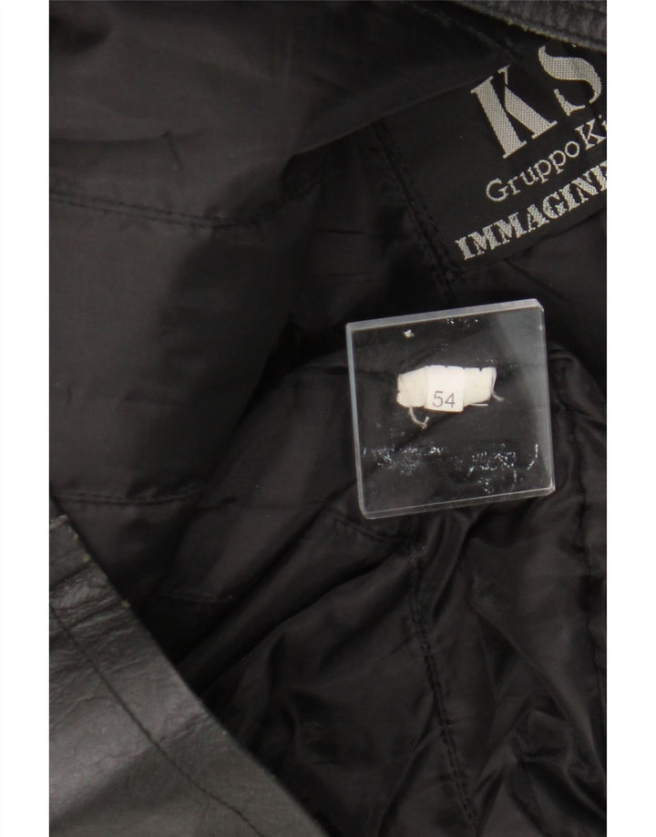 VINTAGE Herren Lederjacke IT 54 2XL Schwarzes Leder