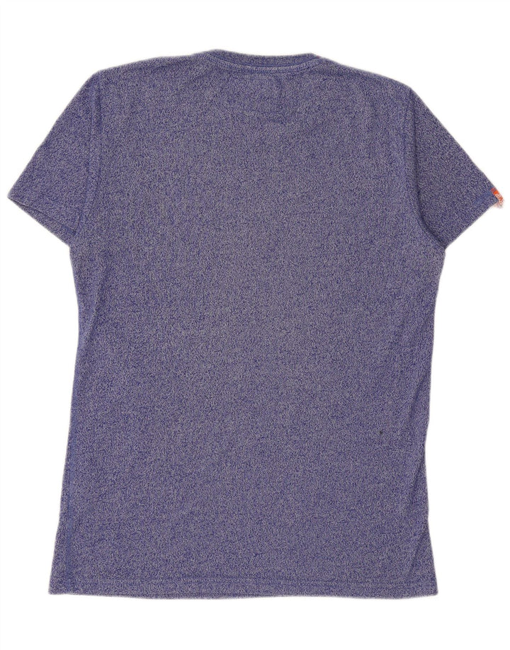 SUPERDRY Herren-T-Shirt mit Grafik, groß, blau gesprenkelte Baumwolle