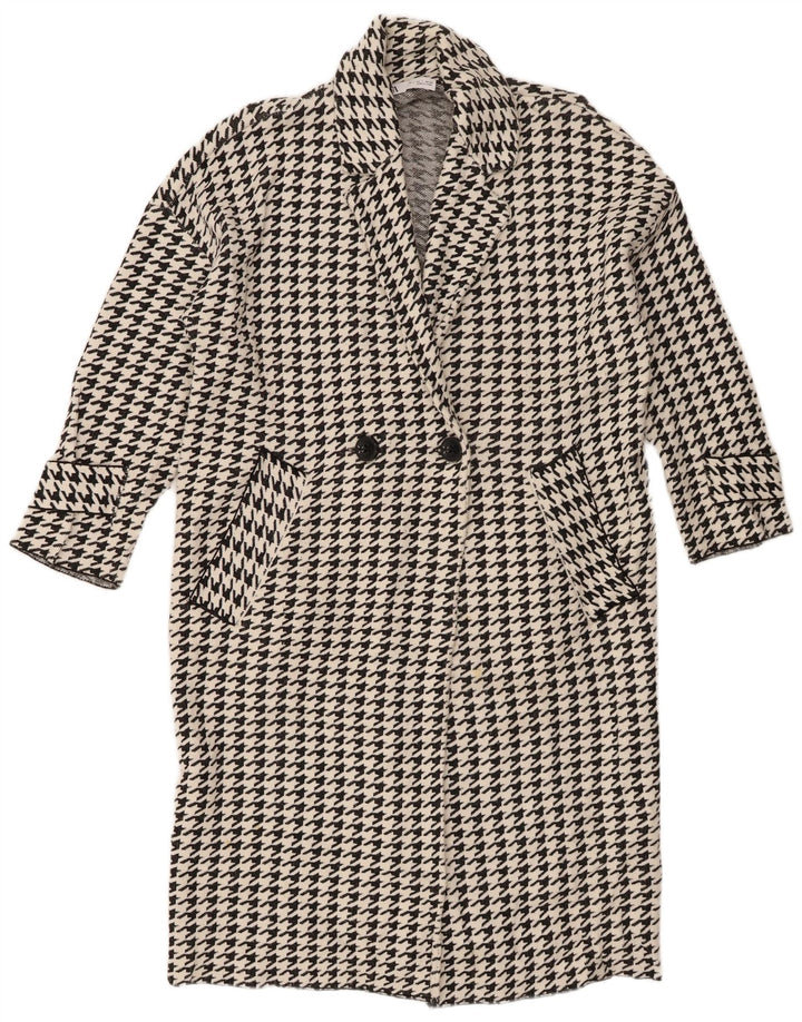 Zara Damen Übergroßer Mantel UK 10 Kleine schwarze Hahnentritt-Viskose