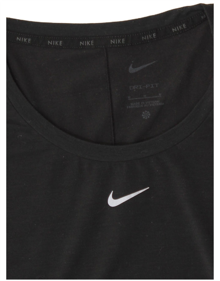 Nike Damen Dri Fit T-Shirt Top UK 14 Medium Schwarz