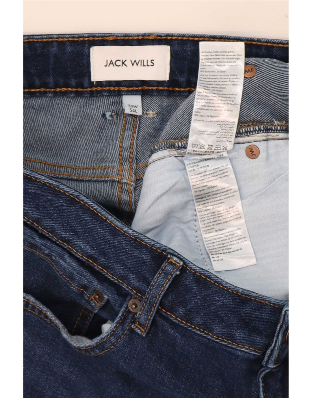 Jack Wills Herren Slim Jeans W32 L34 Marineblaue Baumwolle