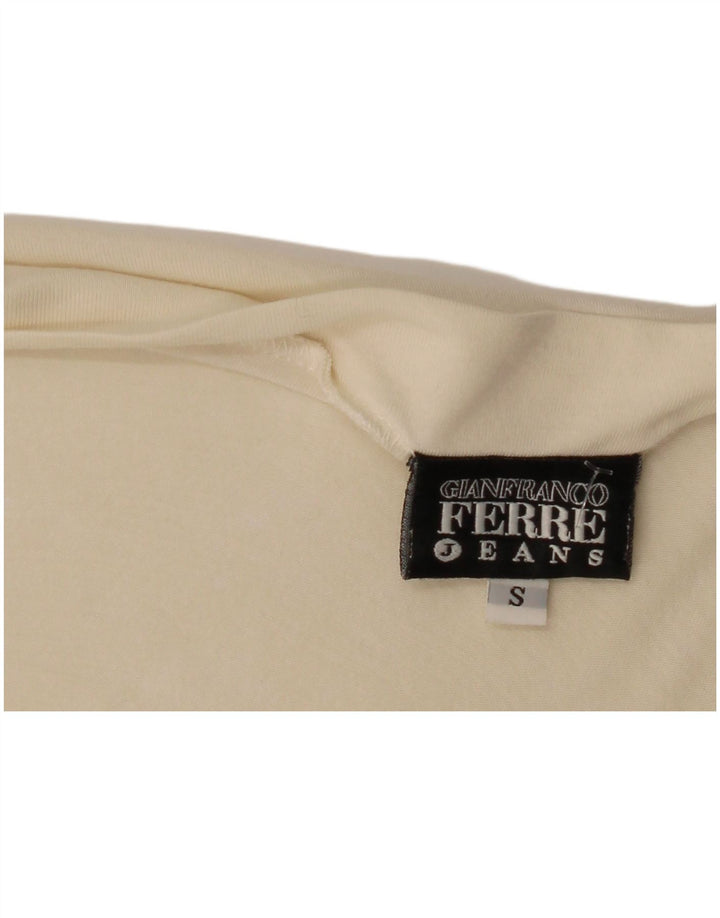 Gianfranco Ferre Damen Graphic Top Langarm UK 10 Small Off White