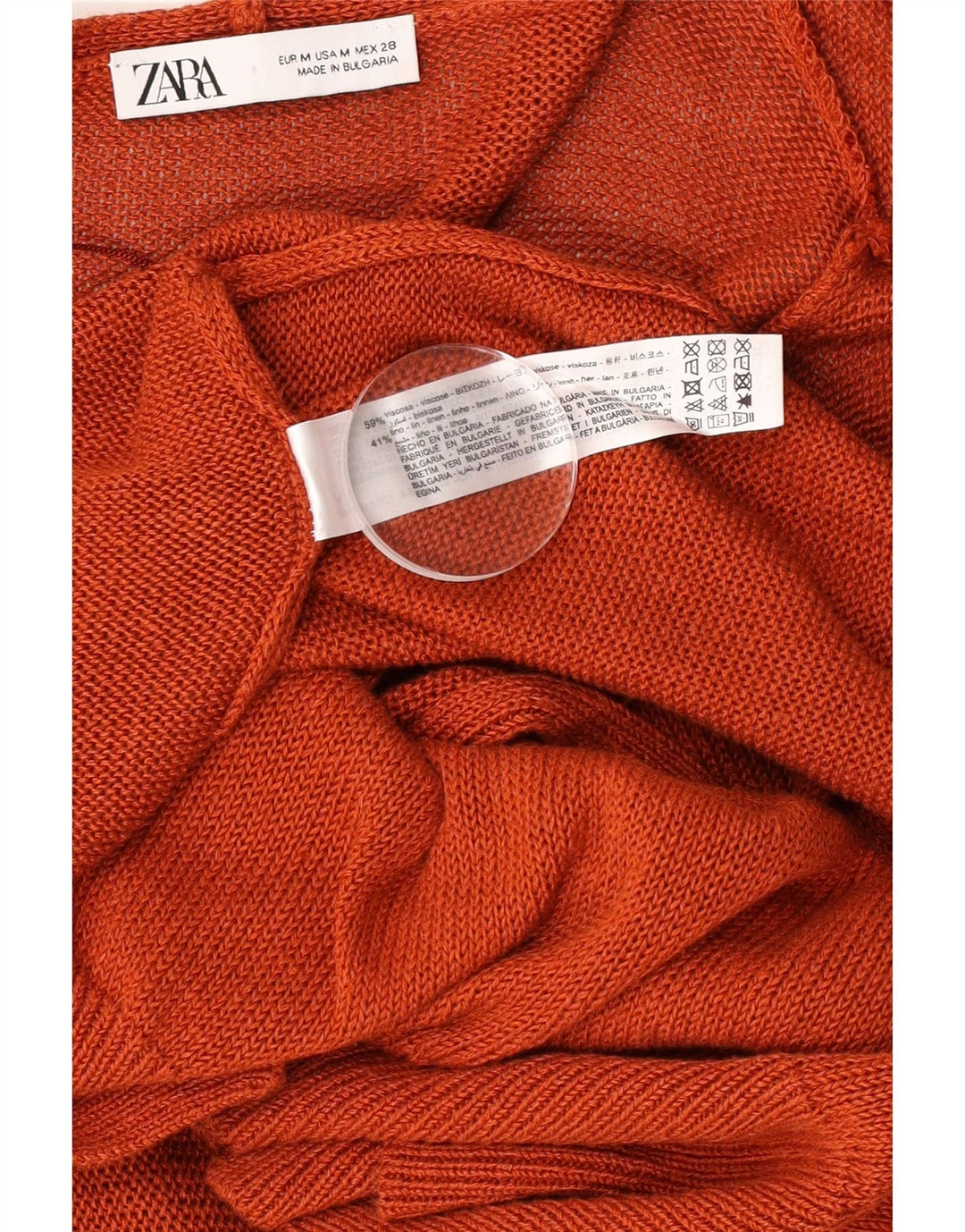 Zara Damen Longline Open Cardigan Pullover UK 14 Mittelbraune Viskose