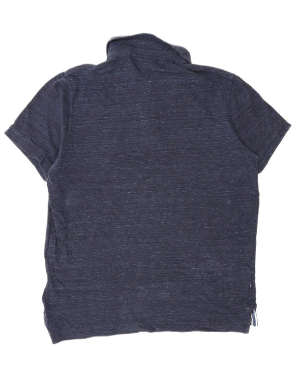 Superdry Mens Polo Shirt 2XL Navy Blue Flecked Cotton