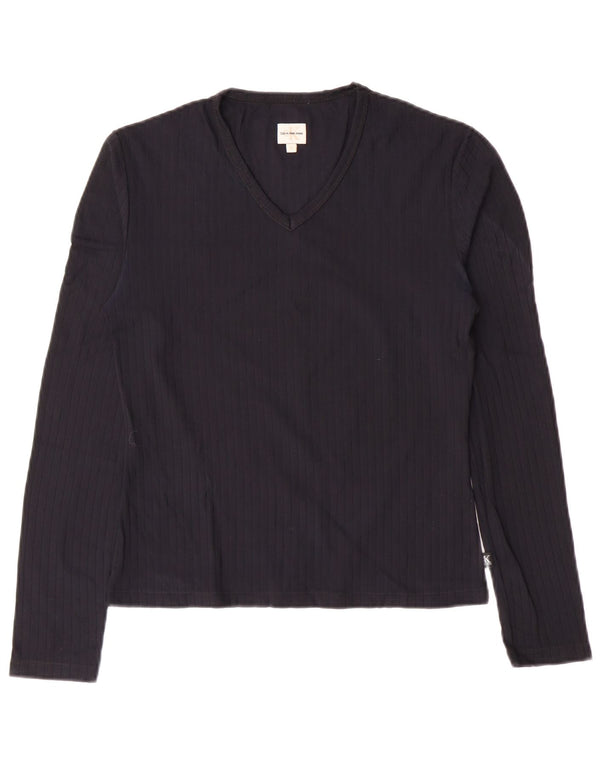 CALVIN KLEIN JEANS Damen Top Langarm UK 12 Medium Marineblau Polyamid