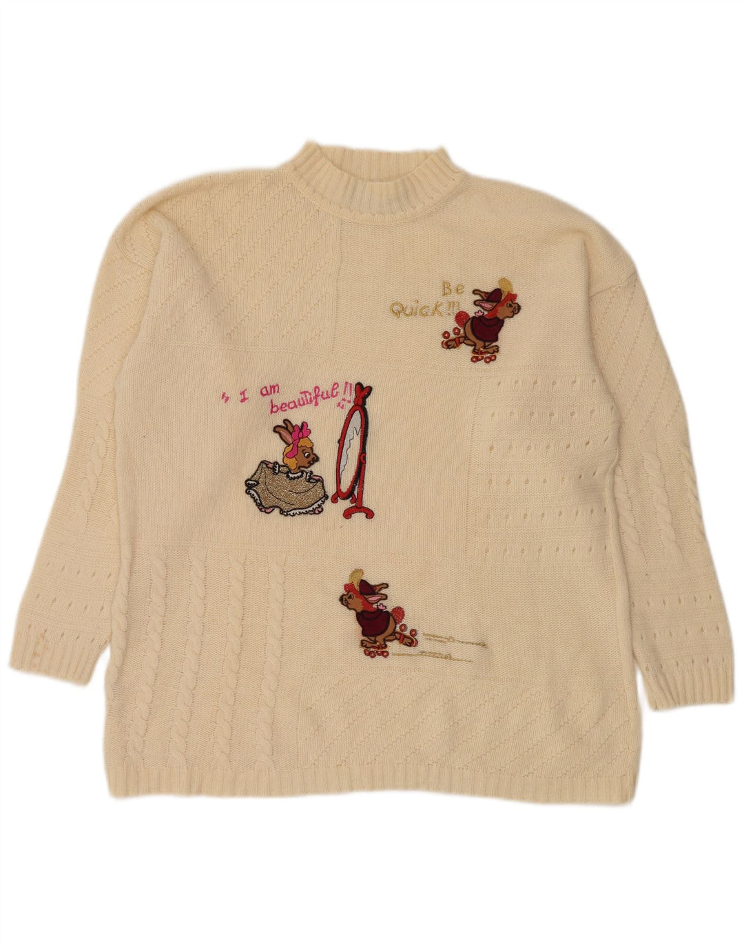 Vintage Damen Rollkragenpullover mit grafischem Rollkragen, Gr. 14, mittelgrau