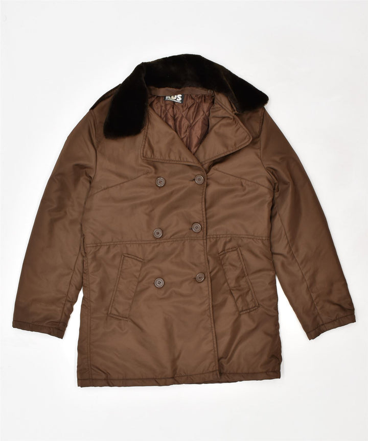 RDS Womens Pea Coat UK 16 Large Brown Polyamide | Vintage | Thrift | Second-Hand | Used Clothing | Messina Hembry 