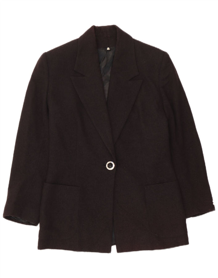 Vintage Damen 1 Knopf Blazer Jacke IT 46 Groß Schwarz
