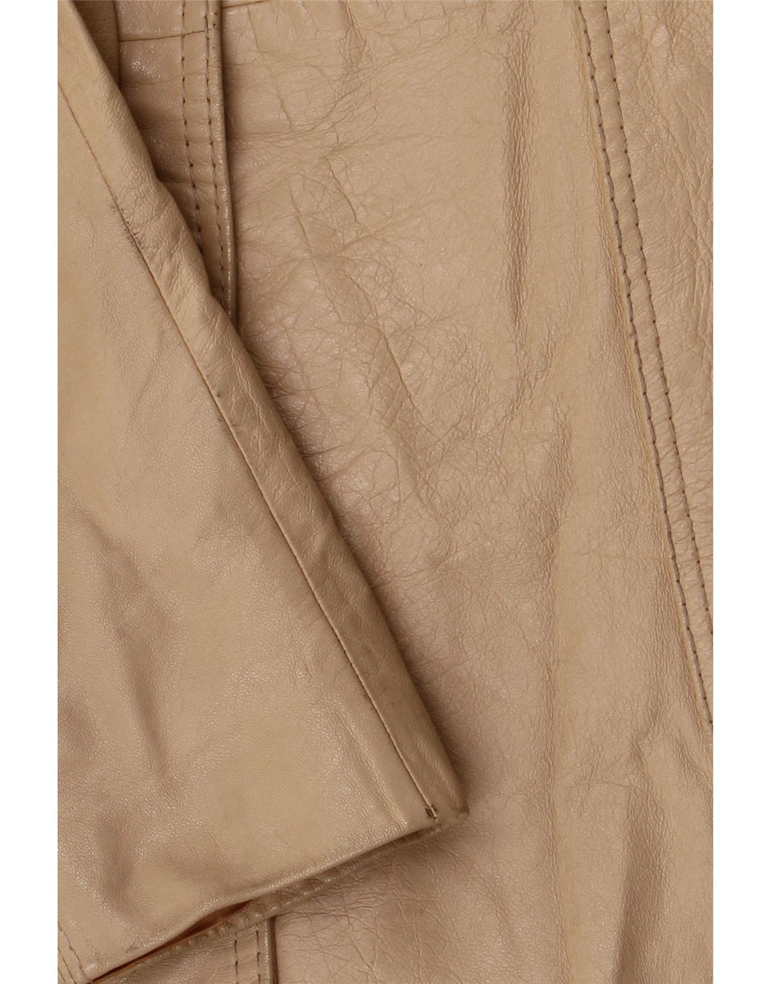 VINTAGE Womens Leather Coat UK 12 Medium Beige Leather Vintage Vintage and Second-Hand Vintage from Messina Hembry 