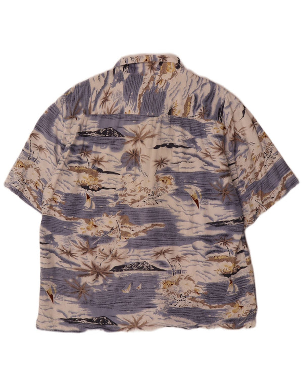 Vintage Herren Hawaii-Kurzarmshirt 2XL Blau Rayon