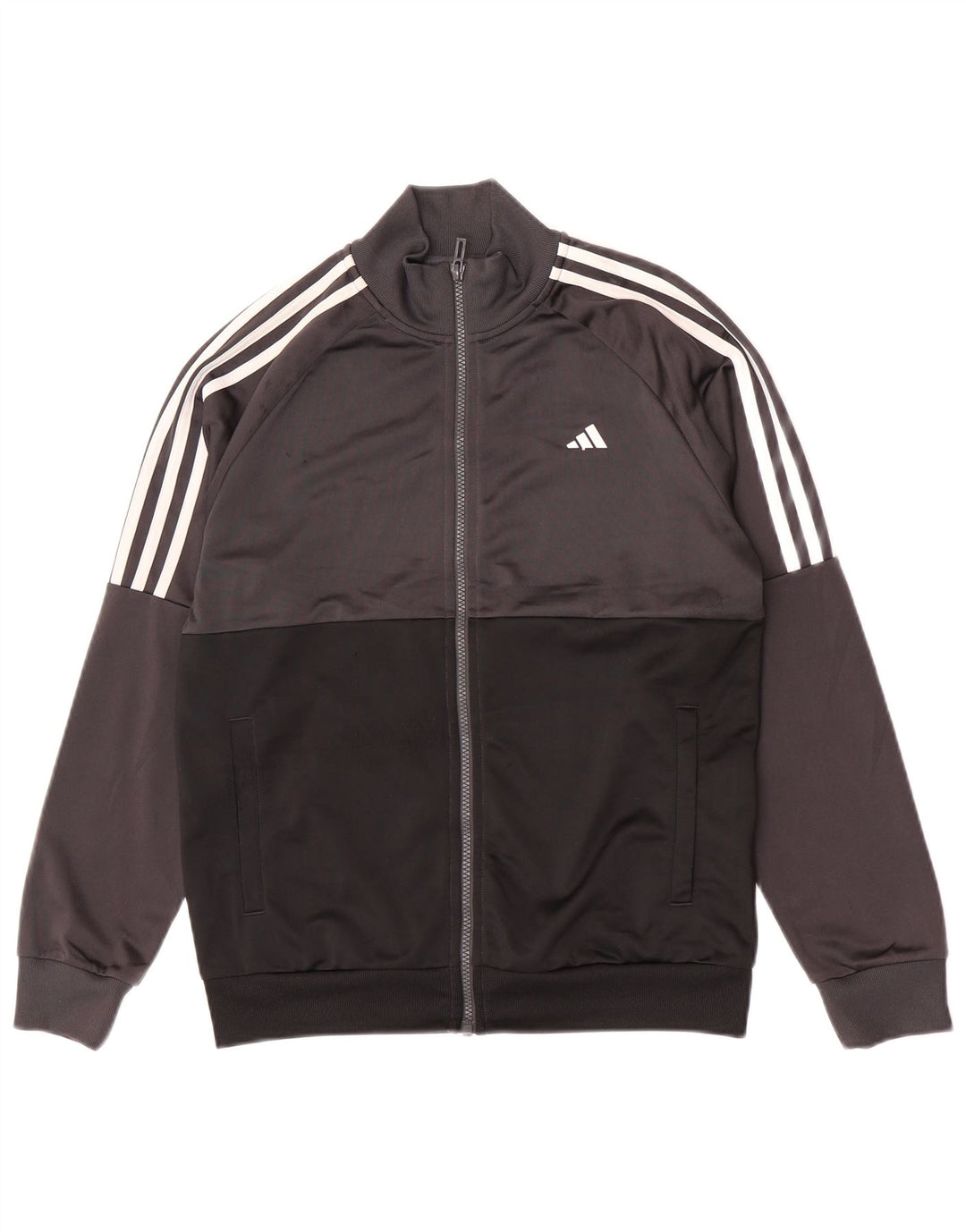 Adidas Jungen-Trainingsanzug-Top-Jacke, 13–14 Jahre, graues Colourblock-Polyester