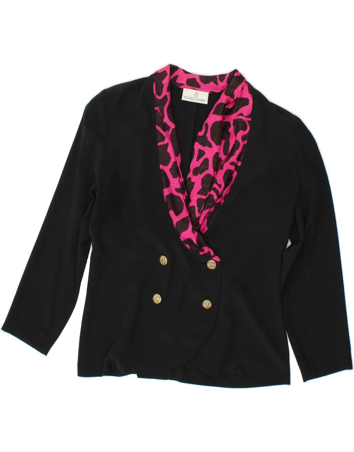 FIORELLA RUBINO Womens Blazer Jacket UK 12 Medium  Black Animal Print Vintage Fiorella Rubino and Second-Hand Fiorella Rubino from Messina Hembry 