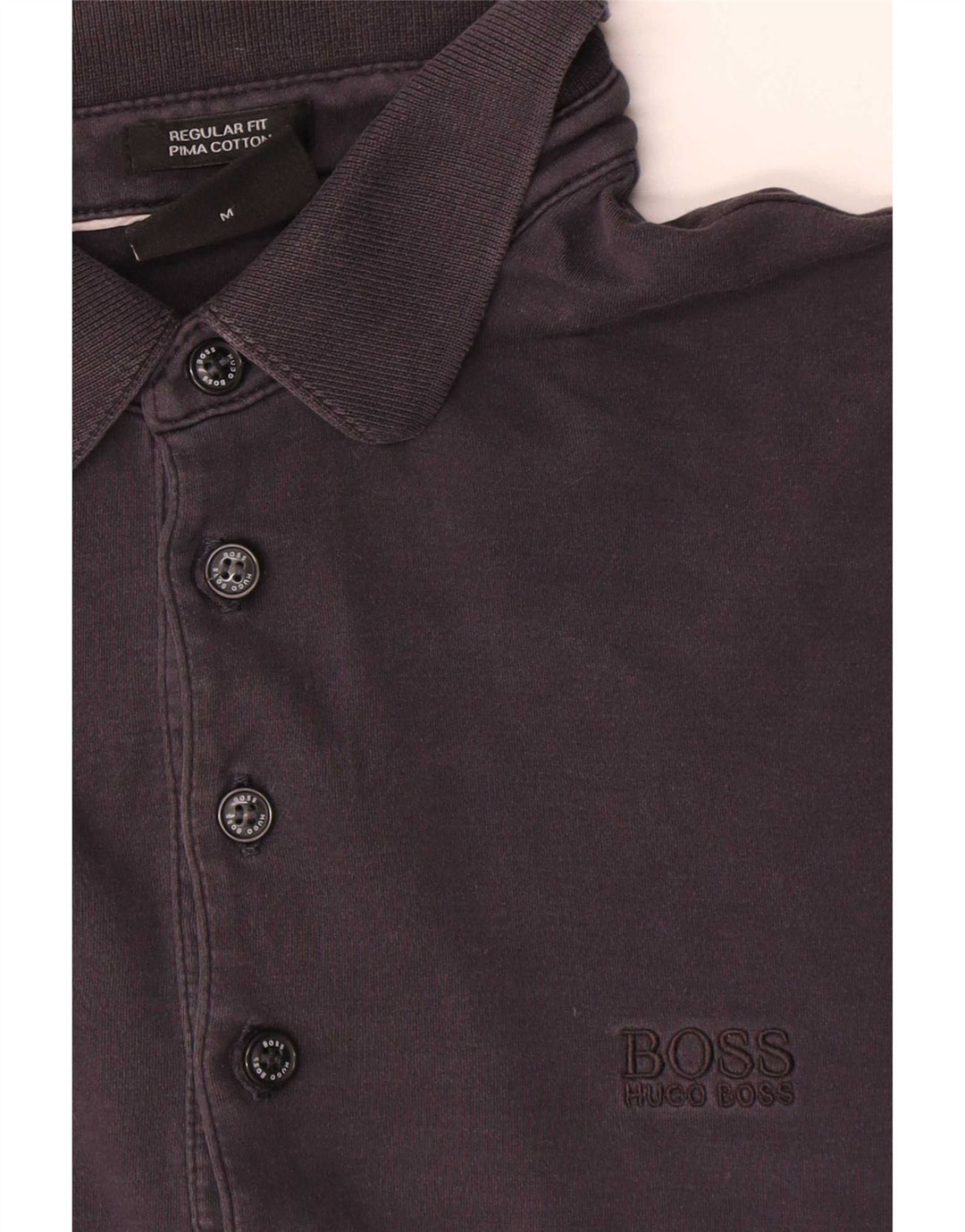 Hugo Boss Herren-Langarm-Poloshirt mit normaler Passform, mittelschwarze Baumwolle