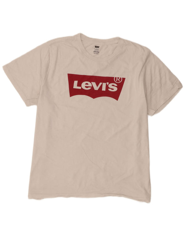 Levi's Herren-T-Shirt mit Standard-Passform, Grafik, Größe 2XL, weiße Baumwolle