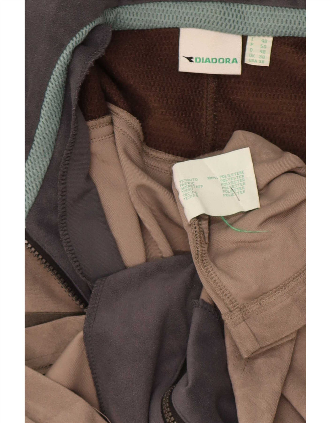 Diadora Herren-Trainingsanzugoberteil, UK-Größe 38, mittelbraunes Farbblock-Polyester
