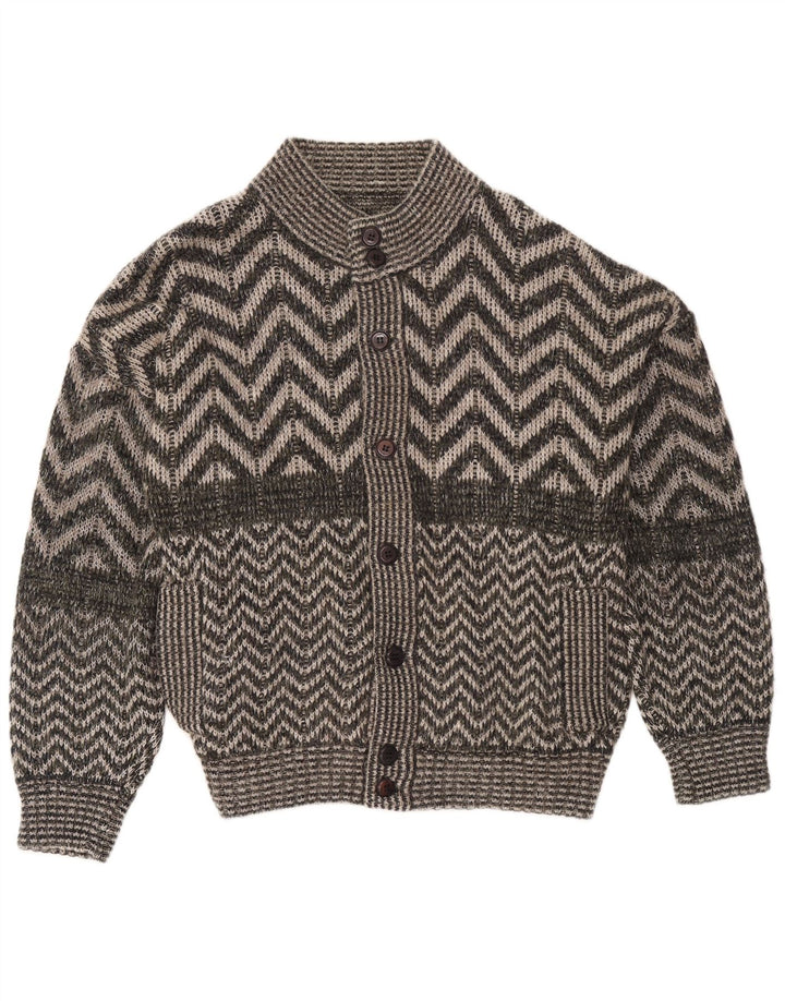 Vintage Herren Cardigan Pullover XL Grau Chevron