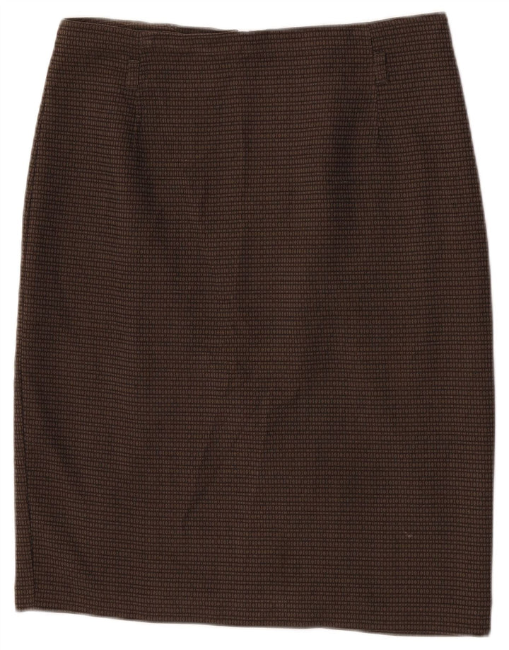 Marks & Spencer Damen-Bleistiftrock W32, groß, braun, geometrisch, Polyester