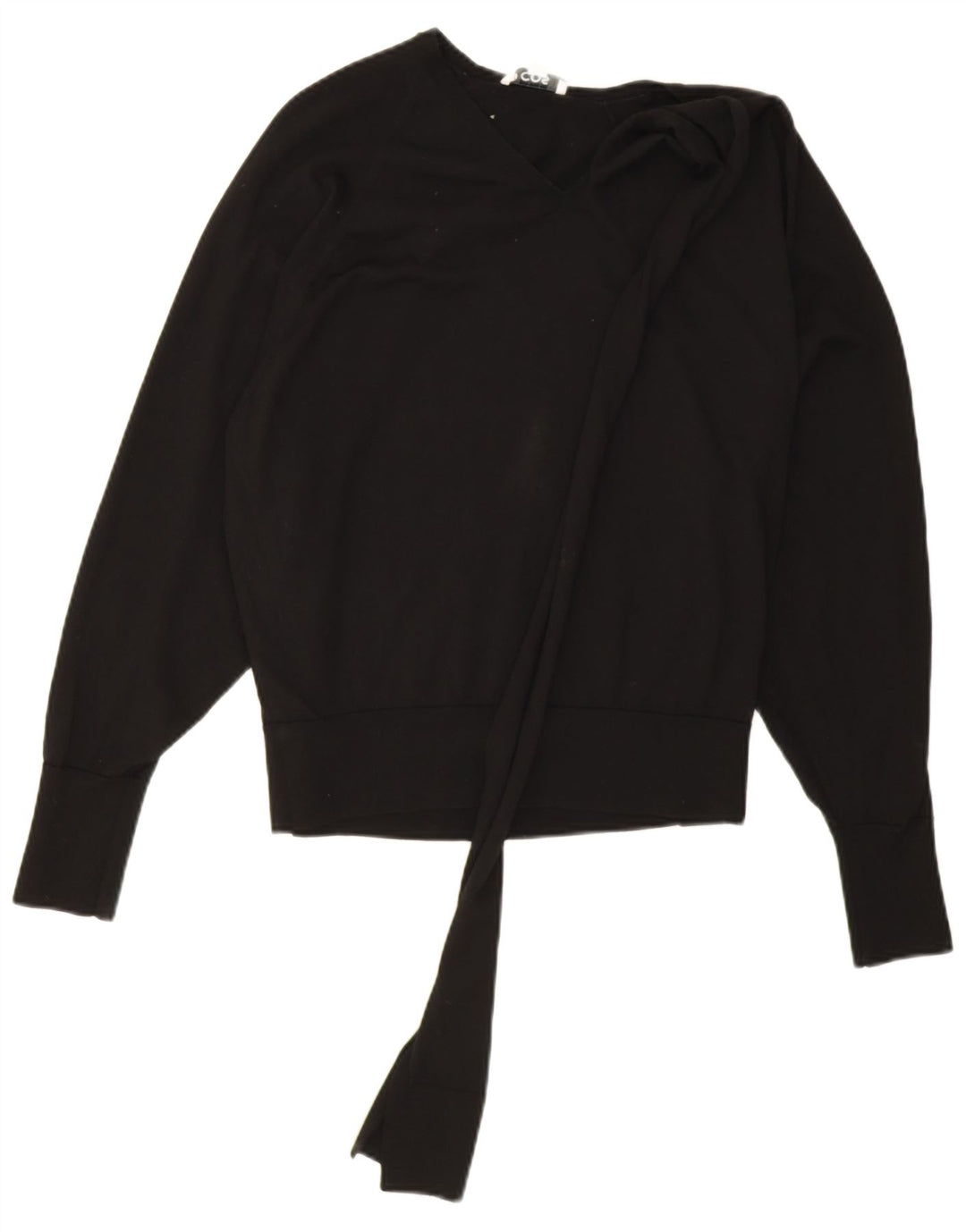 Cos Damen-Pullover in Übergröße mit V-Ausschnitt, Gr. 10, Größe S, schwarze Wolle