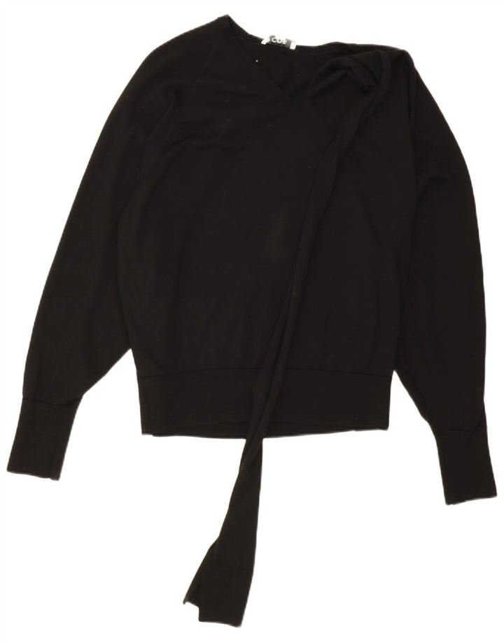 Cos Damen-Pullover in Übergröße mit V-Ausschnitt, Gr. 10, Größe S, schwarze Wolle