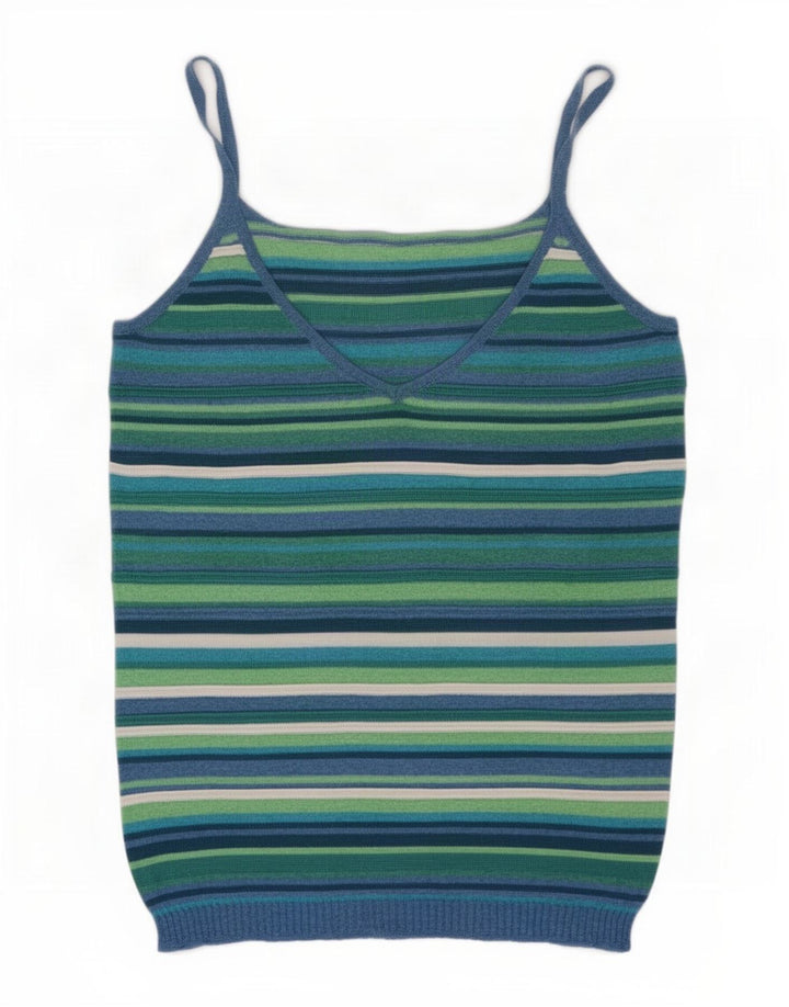 Benetton Damen Cami Top UK 10 Small Mehrfarbig gestreifte Viskose