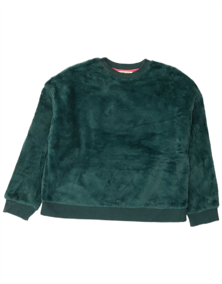 Marks & Spencer Damen Velours-Sweatshirt-Pullover UK 14 Mittelgrün