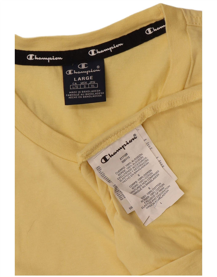 Champion Herren T-Shirt Top Large Gelb Baumwolle