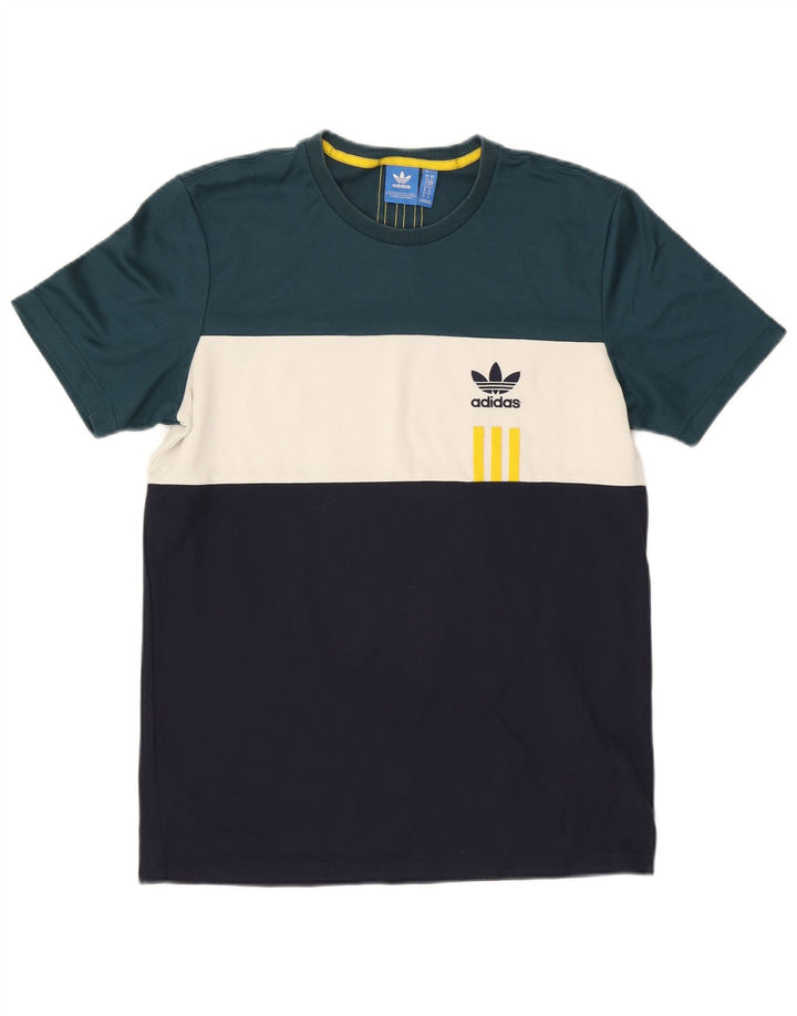 Adidas Herren T-Shirt Top Medium Mehrfarbig Colourblock Baumwolle
