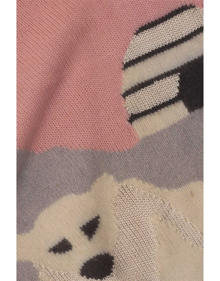 Silvy Damen-Pullover mit grafischem Rundhalsausschnitt, IT 44, mittelrosa, Farbblock