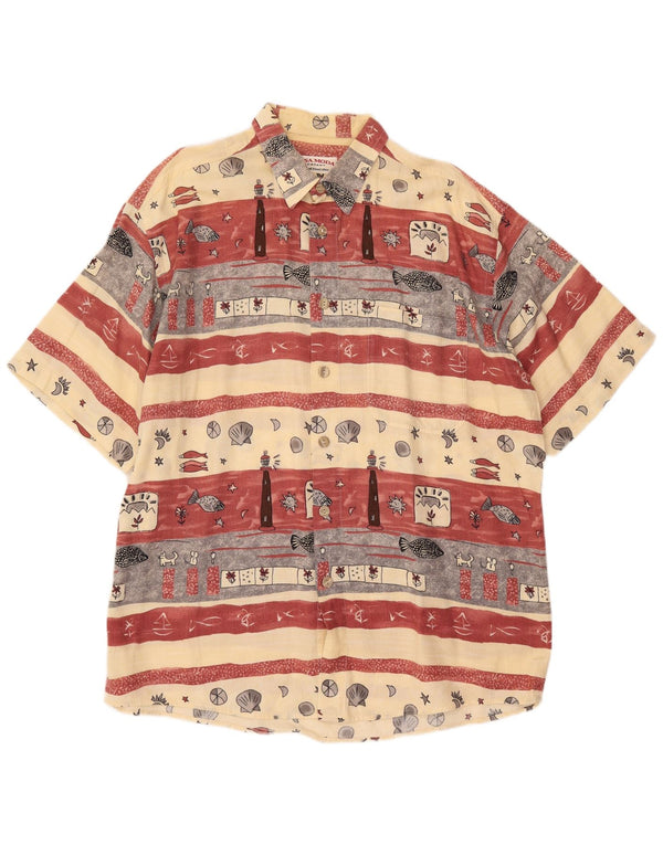 CASA MODA Herren-Kurzarmshirt mit Grafik, Größe 44, XL, Beige gestreift