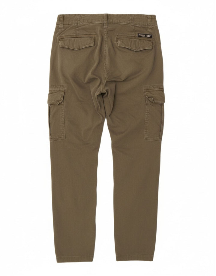 SUPERDRY Womens Slim Cargo Trousers W26 L30 Green Cotton