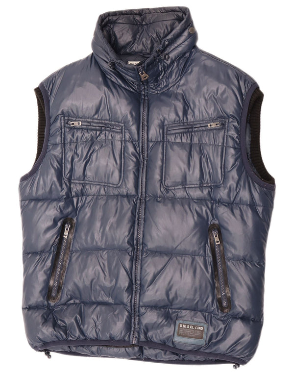Diesel Herren-Weste mit Kapuze, gepolstert, UK 46 2XL, marineblaues Nylon