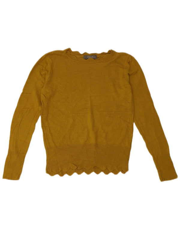 Oasis Damen-Pullover mit U-Boot-Ausschnitt, UK 10, Größe S, gelbe Viskose