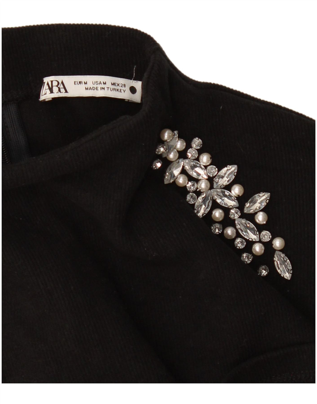 Zara Damen Top Langarm UK 14 Medium Schwarz